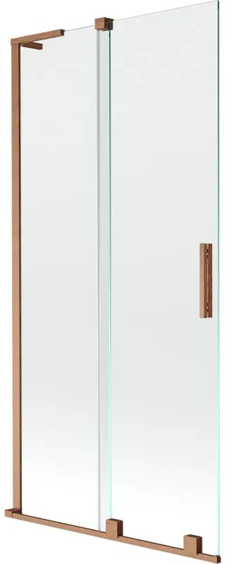 Mexen Velar L, 2-krídlová posuvná vaňová zástena 95 x 150 cm, 8mm číre sklo, medená matná, 896-095-003-01-65