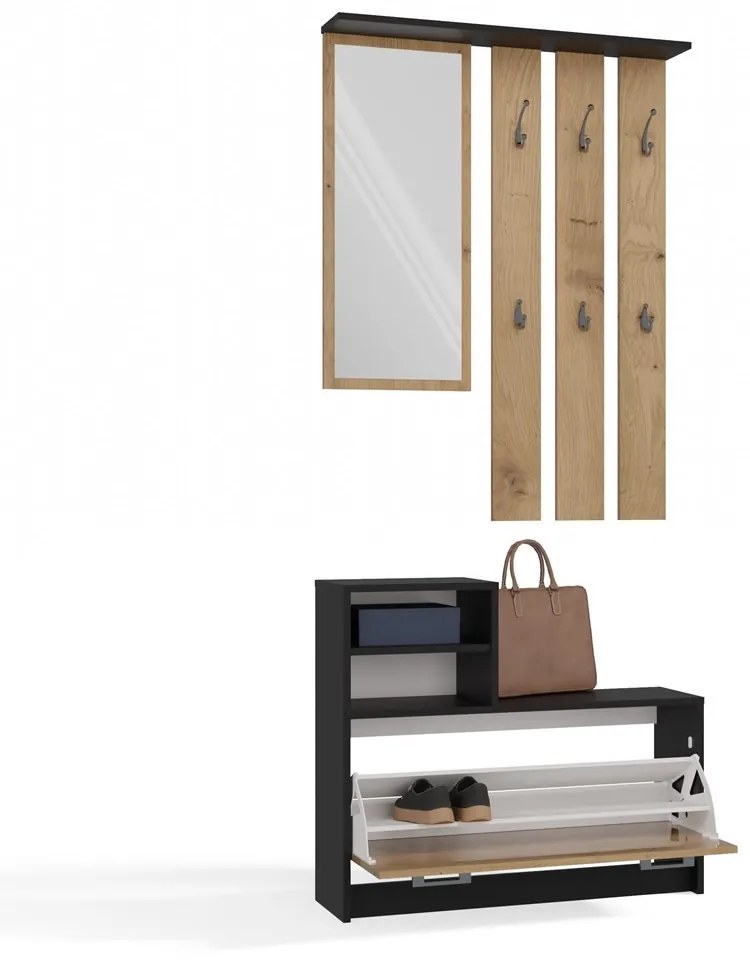 Predsieňová stena GARDE 85 cm antracit/dub artisan