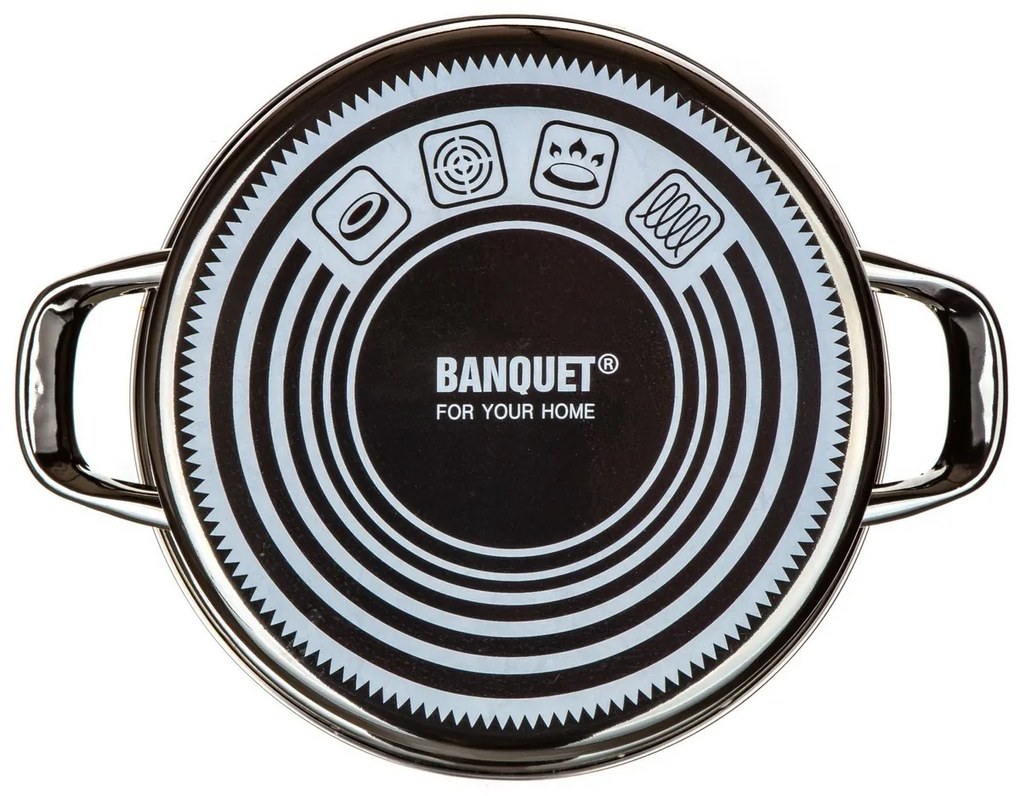 Banquet Hrniec smaltovaný METALLIC Black 22 cm, 3,75 l, s pokrievkou, 22 cm