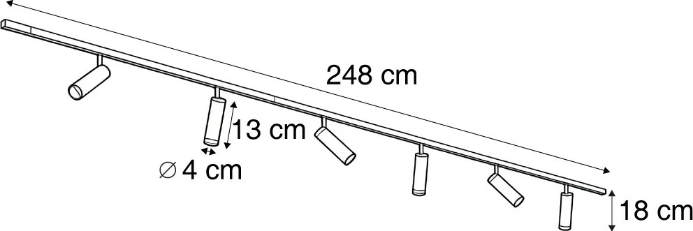 Moderný koľajnicový systém so 6 bodovými svetlami čierny 1-fázový - Slimline Uzzy