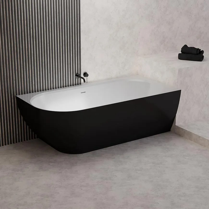 Vaňa Nelza 175x82 ľavý konglomerát čierna/biela matná