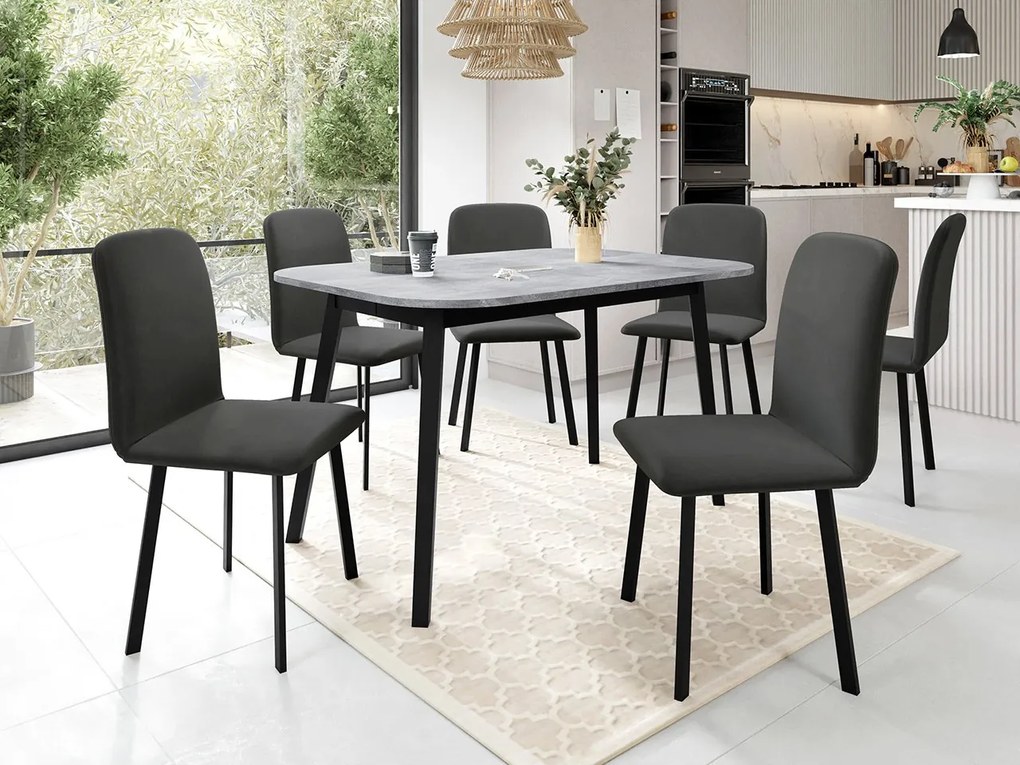 Jedálensky set so 6 stoličkami Grazpen S 130x80, Farby:: Amor Velvet 4302, Farby:: dub kraft zlatý / čierna
