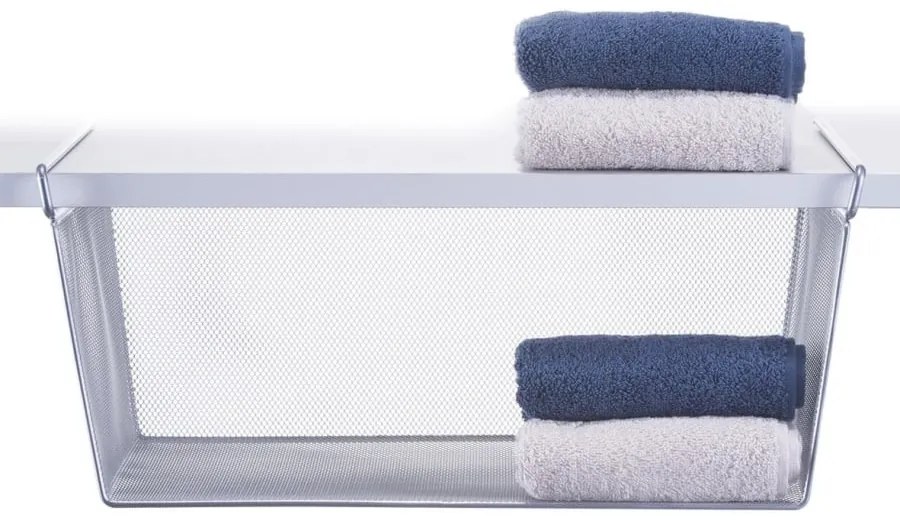 Zeller Present Kovový závesný prídavný kôš pod policu, sivá mriežka, 43x26 s výškou 19 cm, MESH