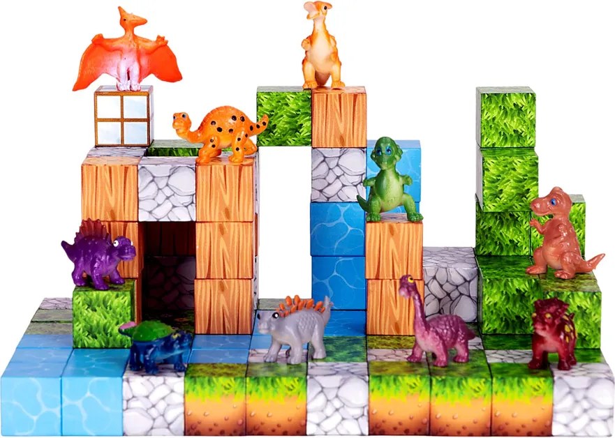 LEAN Toys Magnetické stavebné kocky Štvorcový svet 3D 114 el.