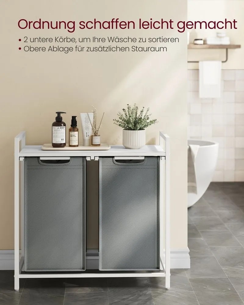 Kôš na bielizeň, 2 výsuvné priehradky, 72x73x33cm