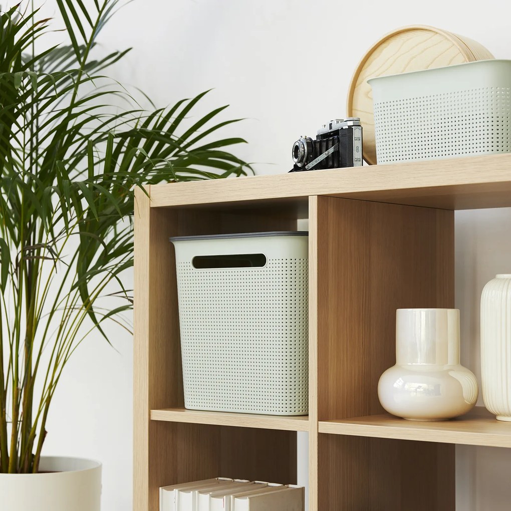 Úložný box s rúčkami BRISEN 18l, 29x29x29 cm, biely S vekom / Bez veka: Bez veka