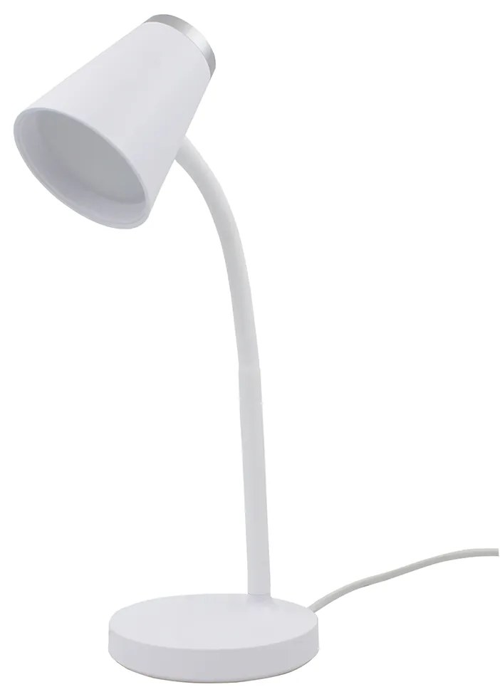 Stolná lampa Chico, 1x biele/chrómové PVC tienidlo, w