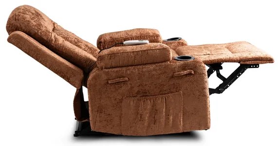 Masážne polohovateľné kreslo ARIEN hnedý zamat - vintino.sk