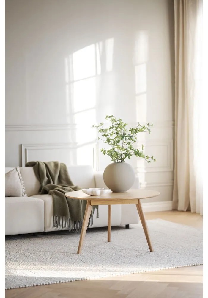 Okrúhly konferenčný stolík v dekore duba v prírodnej farbe 90x90 cm Yumi - Rowico