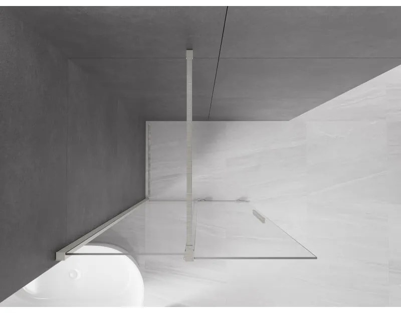 Mexen Velar, sprchová zástena s posuvnými dverami Walk-in 90 x 200 cm, 8mm číre sklo, brúsená oceľ, 871-090-000-03-97