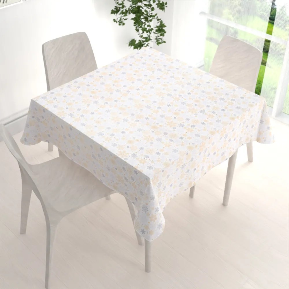 Biante Vianočný dekoračný štvorcový obrus PML-040 Sivé a béžové vločky 80x80 cm