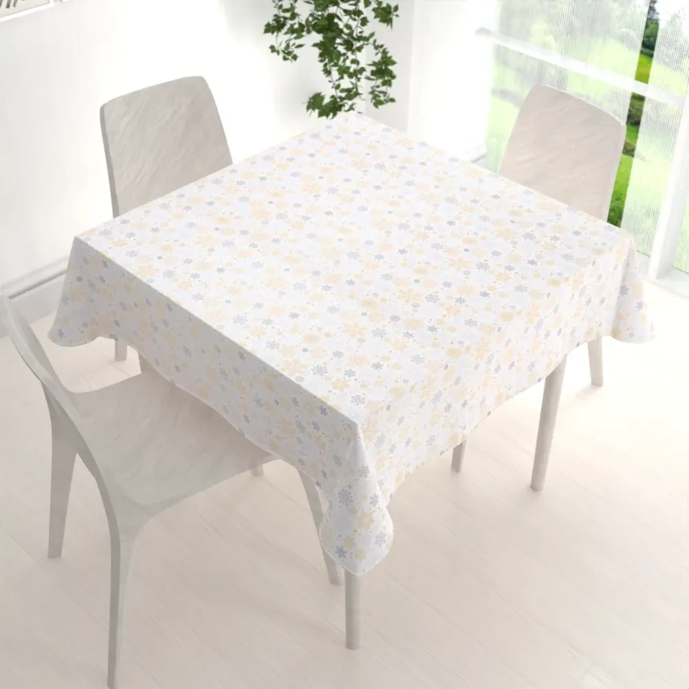 Biante Vianočný dekoračný štvorcový obrus PML-040 Sivé a béžové vločky 90x90 cm