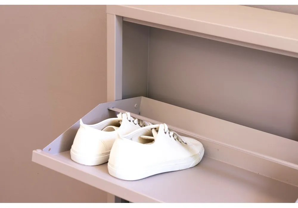 Taupe kovová výklopná skrinka na topánky 75x77,5x22,5 cm Billy – Spinder Design