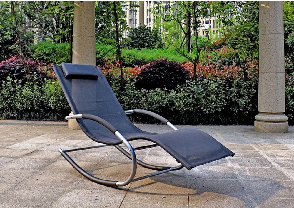 Čierne kovové záhradné ležadlo Naxos – Garden Pleasure