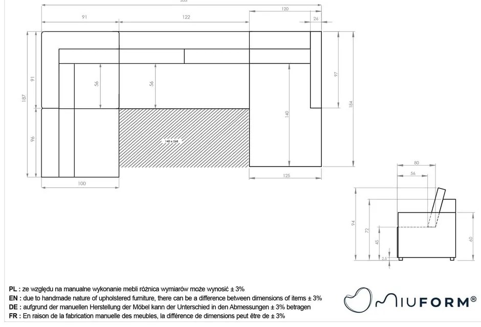 Krémová rozkladacia modulárna rohová pohovka s úložným priestorom (ľavý roh) Lulu – Miuform