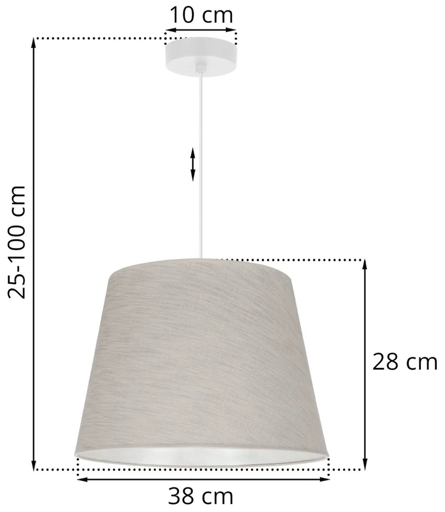 Závesné svietidlo Len, 1x svetlobéžové textilné tienidlo, (fi 38 cm), w