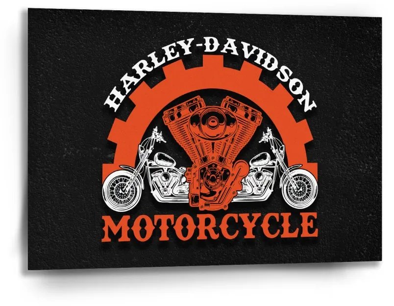 Sablio Obraz Harley-Davidson motor Čierne pozadie - 90x60 cm