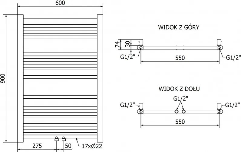 Mexen Mars, elektrické vykurovacie teleso 900 x 600 mm, 300 W, zlatá lesklá, W110-0900-600-2300-50