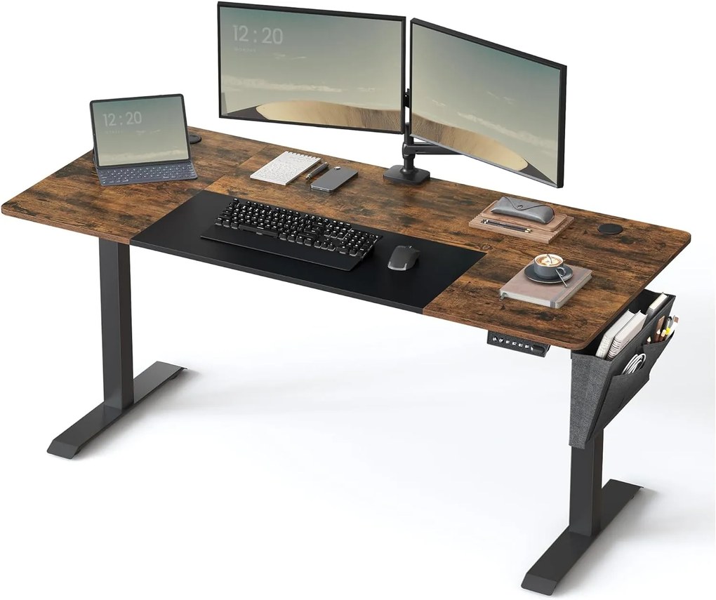 Elektricky nastaviteľný písací stôl Vasagle Foral 160 cm hnedo-čierny