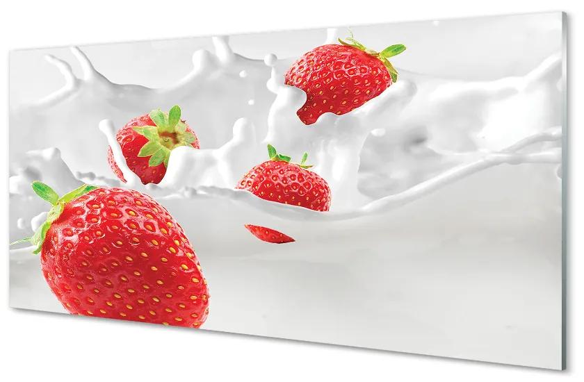 Obraz na skle jahodové mlieko 100x50 cm
