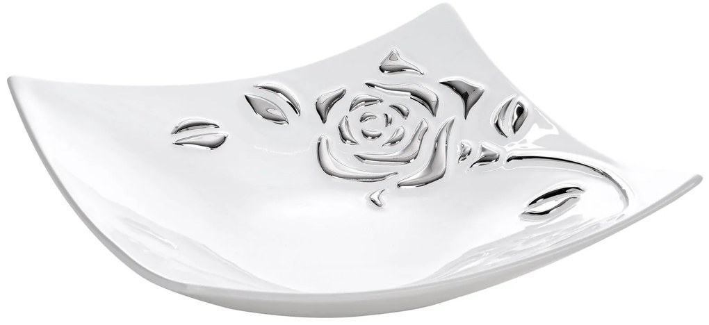 DEKORAČNÁ KERAMICKÁ MISKA FLORESA (01) 28X28X9 CM BIELA