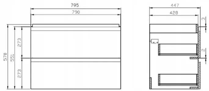 Cersanit Moduo, závesná skrinka + umývadlo 80cm, biela, S801-316-DSM