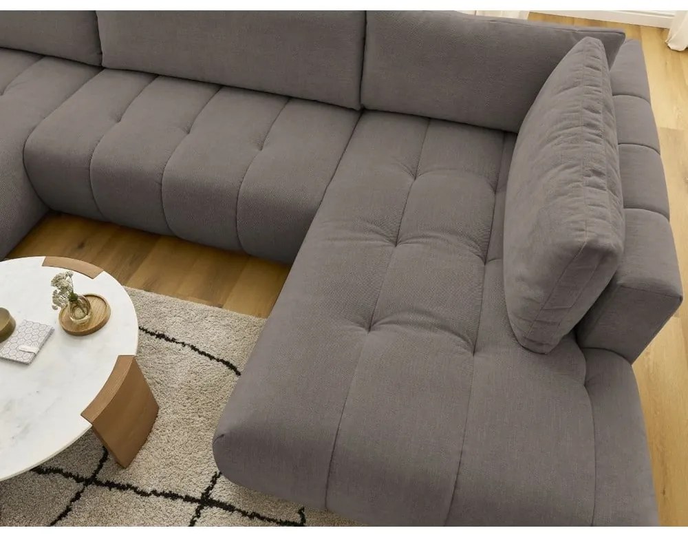 Taupe rozkladacia/s úložným priestorom rohová pohovka (pravý roh/do tvaru "U") Fuji – Bobochic Paris