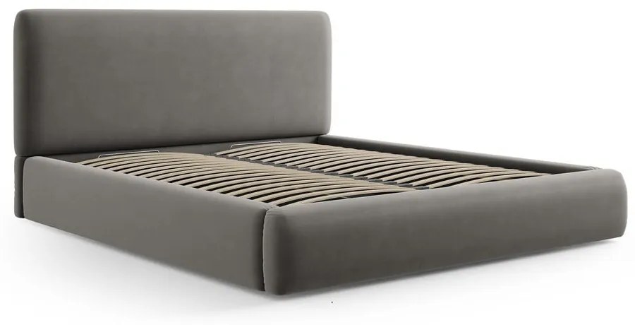 Sivá čalúnená dvojlôžková posteľ s úložným priestorom s roštom 140x200 cm Colonel – Cosmopolitan Design
