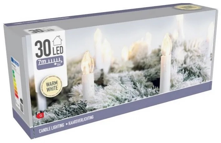Vianočná svetelná LED reťaz Candle Lights, 30 LED