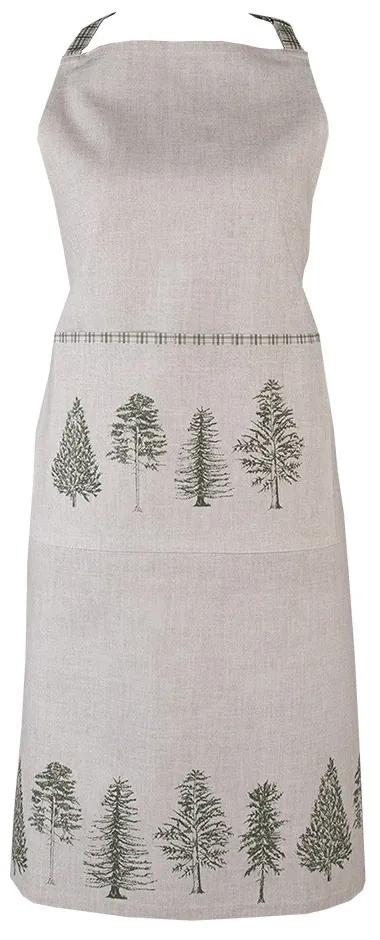Béžová bavlnená zástera so stromčekmi Natural Pine Trees - 70*85 cm