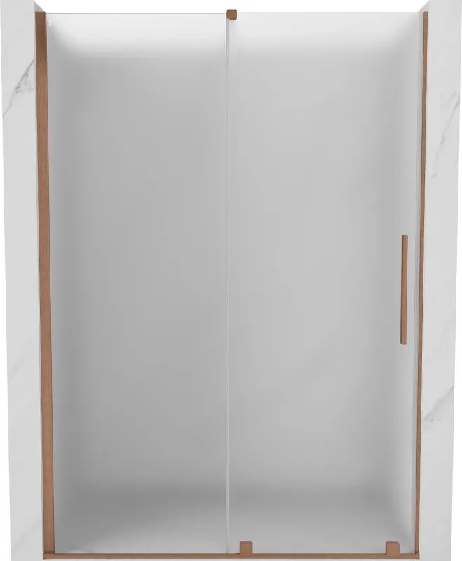 Mexen Velar, posuvné sprchové dvere do otvoru 140 cm, 8mm sklo námraza, medená matná, 871-140-000-31-65