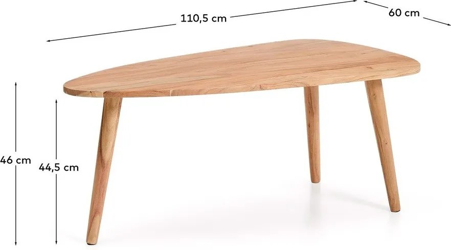 Konferenčný stolík z masívu akácie v prírodnej farbe 60x110,5 cm Duvani – Kave Home