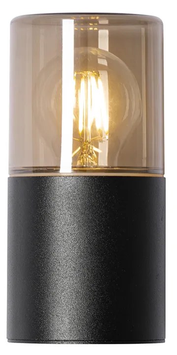 Moderné vonkajšie nástenné svietidlo čierne s dymovým tienidlom IP44 - Odense