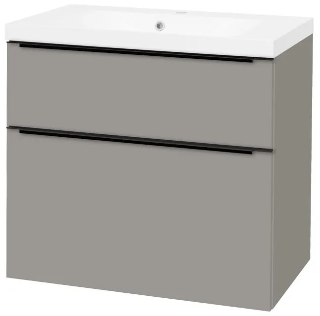 Mereo Mereo, Mailo, kúpeľňová skrinka s umývadlom z liateho mramoru 81 cm, čierne madlo, MER-CN571MB