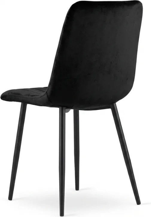 Čierna zamatová stolička LAVA ONYX s čiernymi nohami