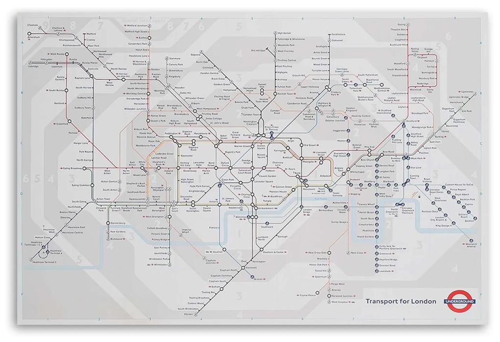 Gario Obraz na plátne Londýnske metro - plán liniek metra Rozmery: 60 x 40 cm