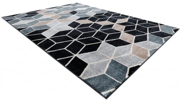 Koberec POLI 9139A Cube kocka 3D čierny / sivý