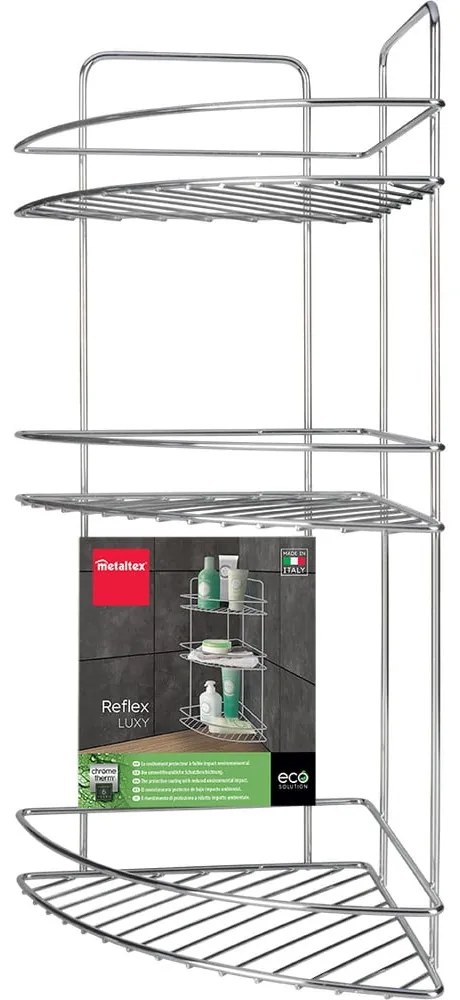 Oceľová kúpeľňová polička v lesklo striebornej farbe Luxy – Metaltex