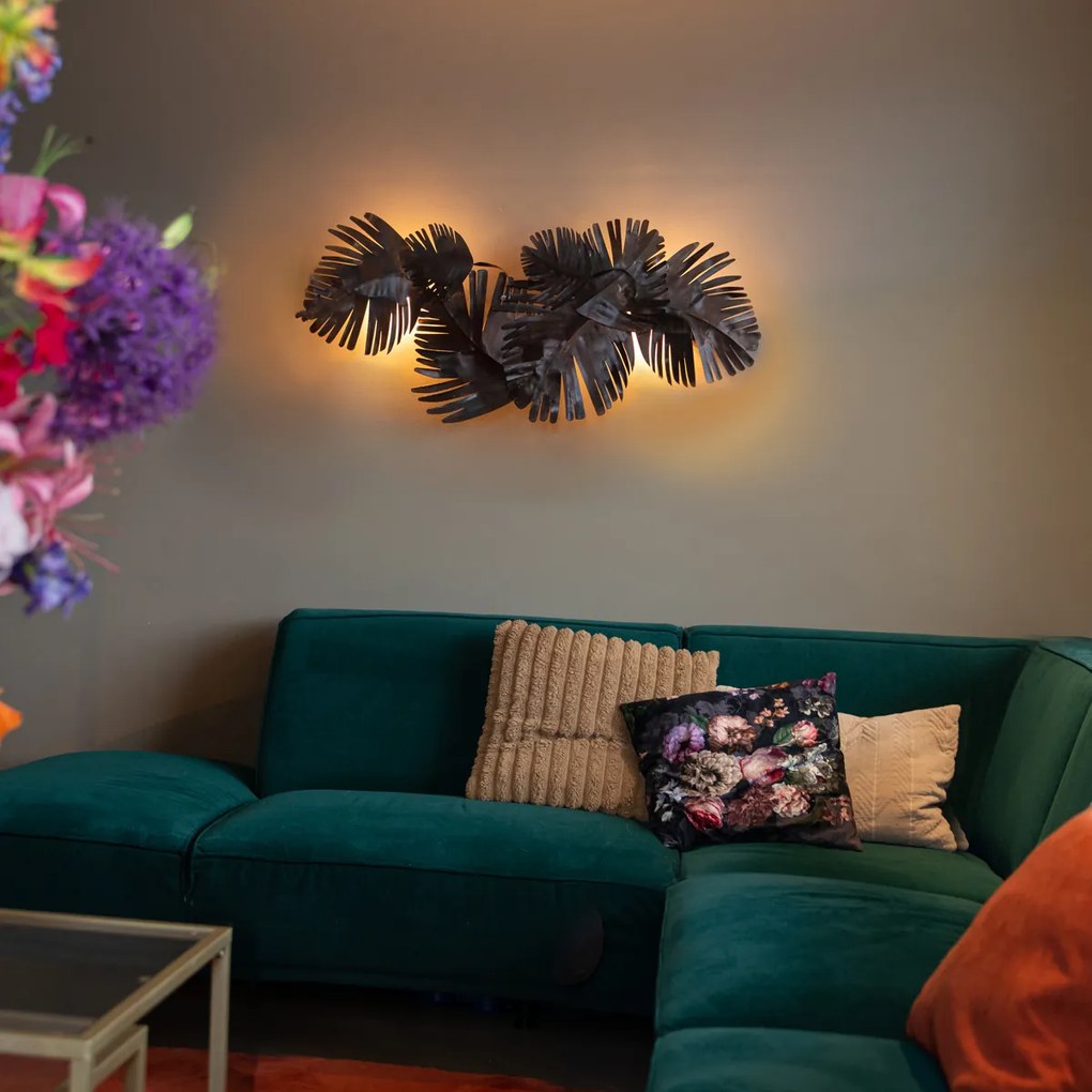 Art Deco nástenná lampa medená 105 cm 2-svetlo - Lauf