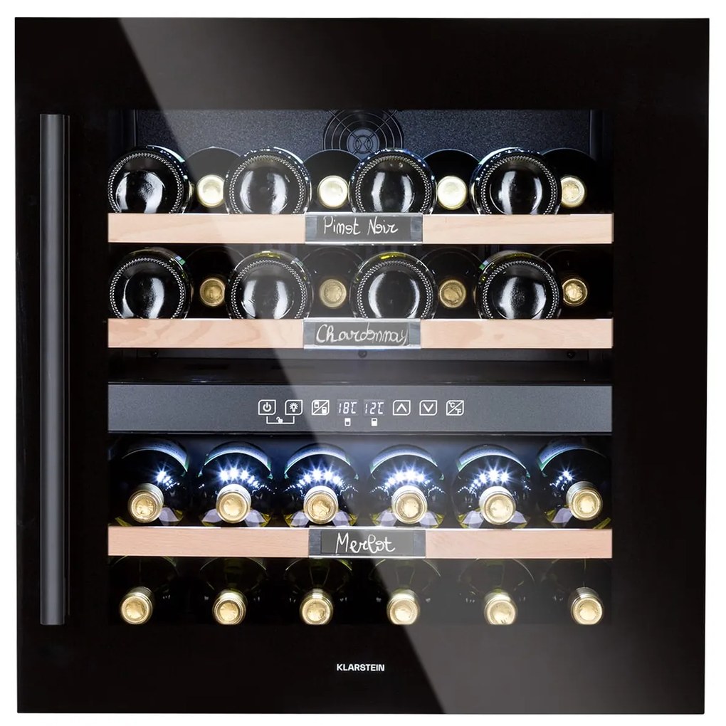 Klarstein Vinsider 36 Onyx Edition, vinotéka, 85 l, 5-22°C, 2 zóny
