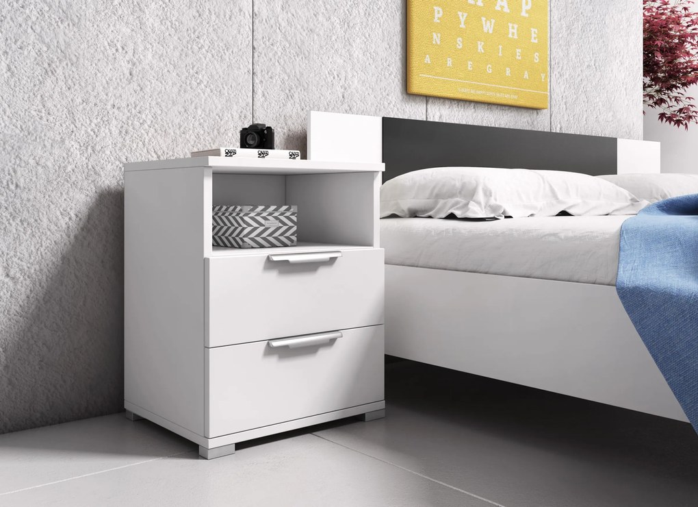 Noční stolek Naka 46 cm bílý