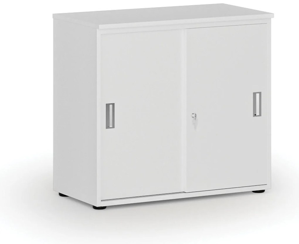 Kancelárska skriňa so zasúvacími dverami PRIMO WHITE, 800 x 420 x 740 mm, biela