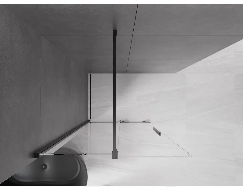 Mexen Velar, posuvné dvere do otvoru typ Walk-In 80 cm, 8mm číre sklo, čierna matná, 871-080-000-03-70