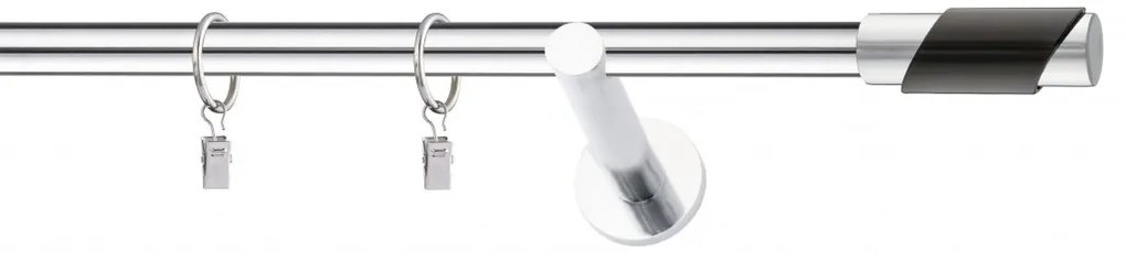Dekorstudio Chrómová jednoradová garniža čierny PARIS 19mm Dĺžka: 420cm, Typ uchytenia: Držiak modern, Typ príslušenstva: Bez príslušenstva