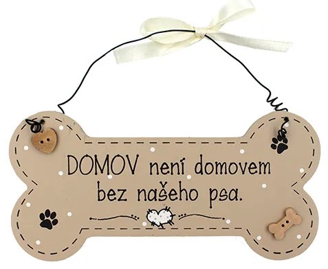 Nekupto Dřevěná cedule kostička Domov bez psa
