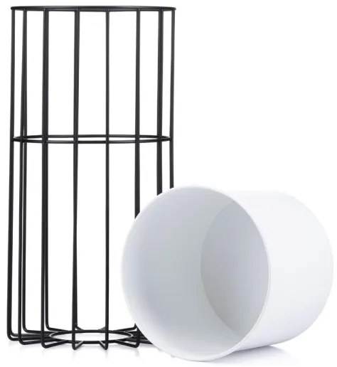 Kovový kvetináč LOFT 42x20 cm čierna/biela