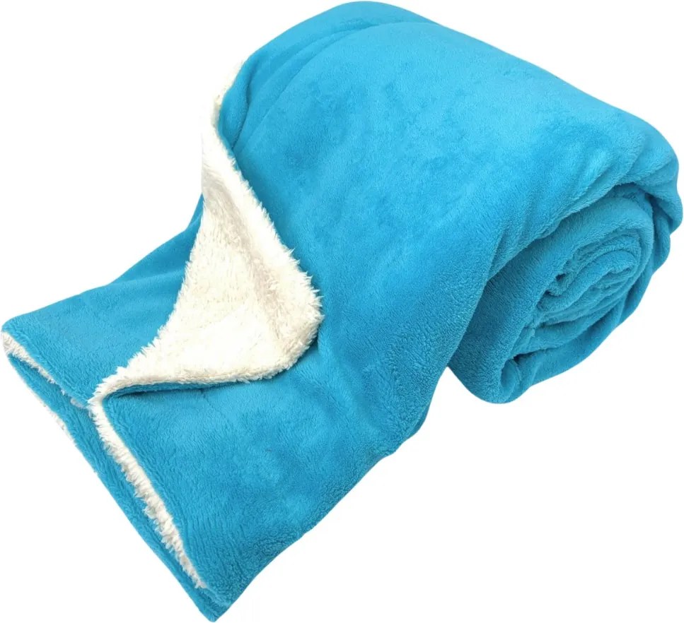 Home Elements Mikroflanelová deka s baránkom, tyrkysová