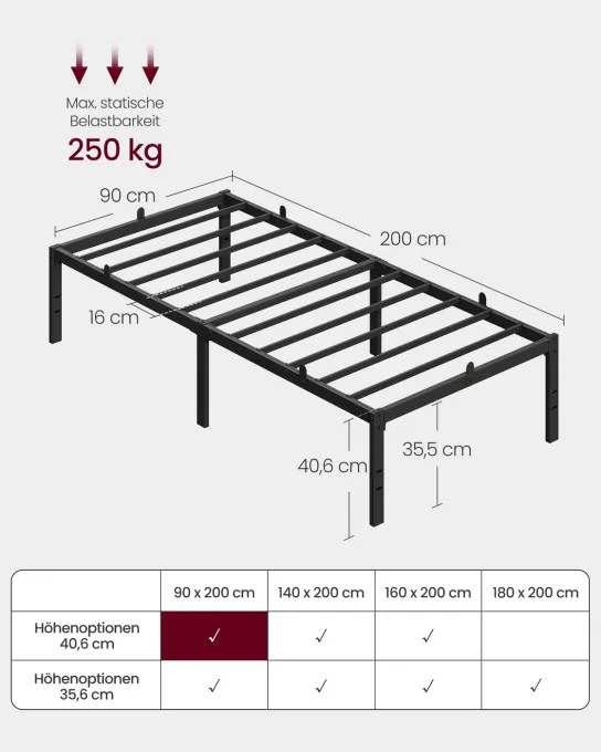Kovová posteľ 90 cm RMB152BD01