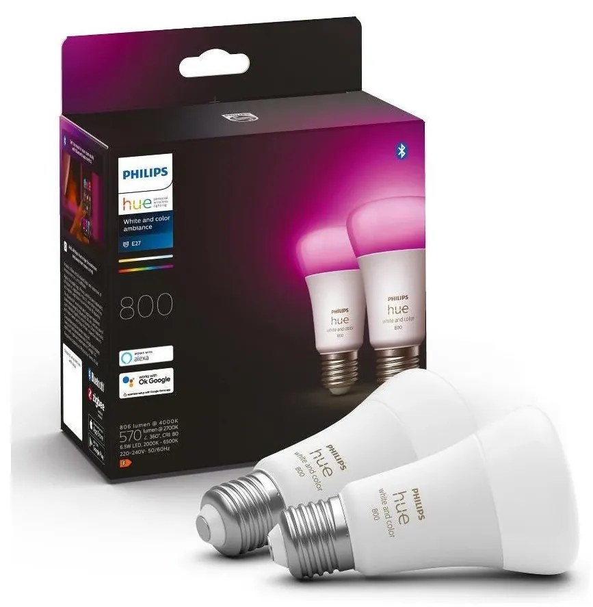 Philips SADA 2x LED Stmievateľná žiarovka Philips Hue WACA A60 E27/6,5W/230V 2000-6500K P4645