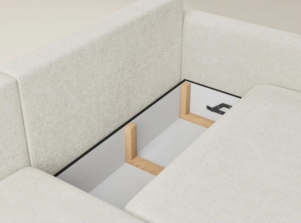 Krémovobiela ženilková rozkladacia/s úložným priestorom rohová pohovka (ľavý roh/s leňoškou) Leon – Maison de Rêve